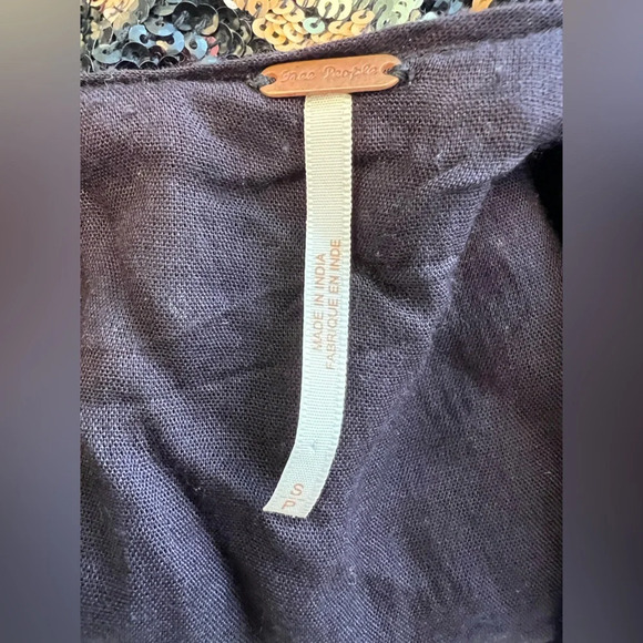 Free People Pull on tank party mini dress Black and Gold Sequin size Small - Picture 5 of 11